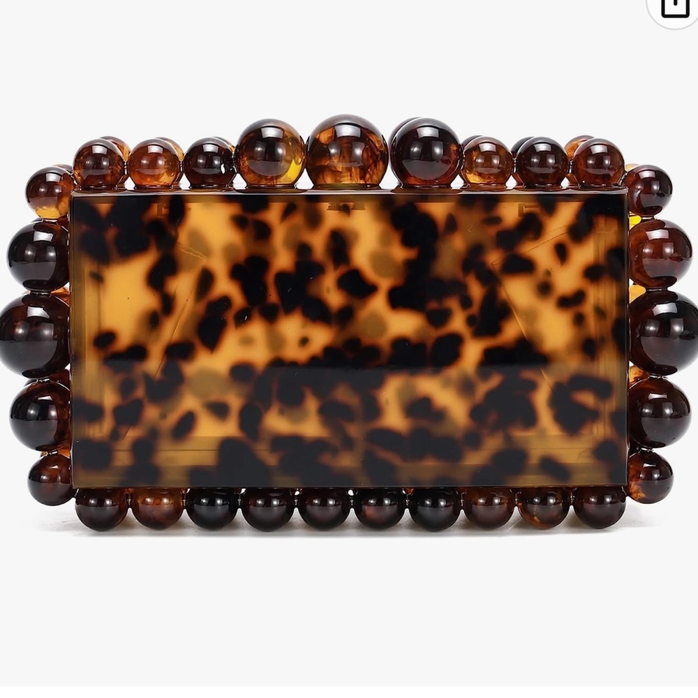 NWT HIYOLALA Acrylic Evening Clutch Bag for Marble Handbag Pearl Clutch Purses